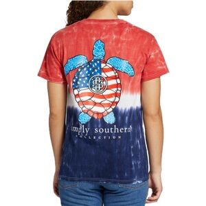 SIMPLY SOUTHERN WOMEN XL TURTLE FLAG AMERICAN GRAPHIC TIE-DYE TSHIRT